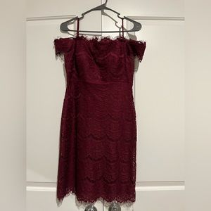 Lace cocktail dress. Maroon. In brand new condition. Only worn twice.